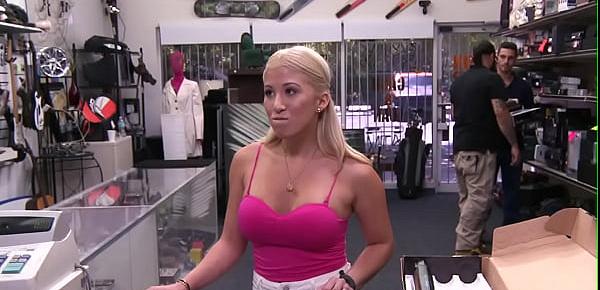 Petite pawnshop babe blowing pov cock